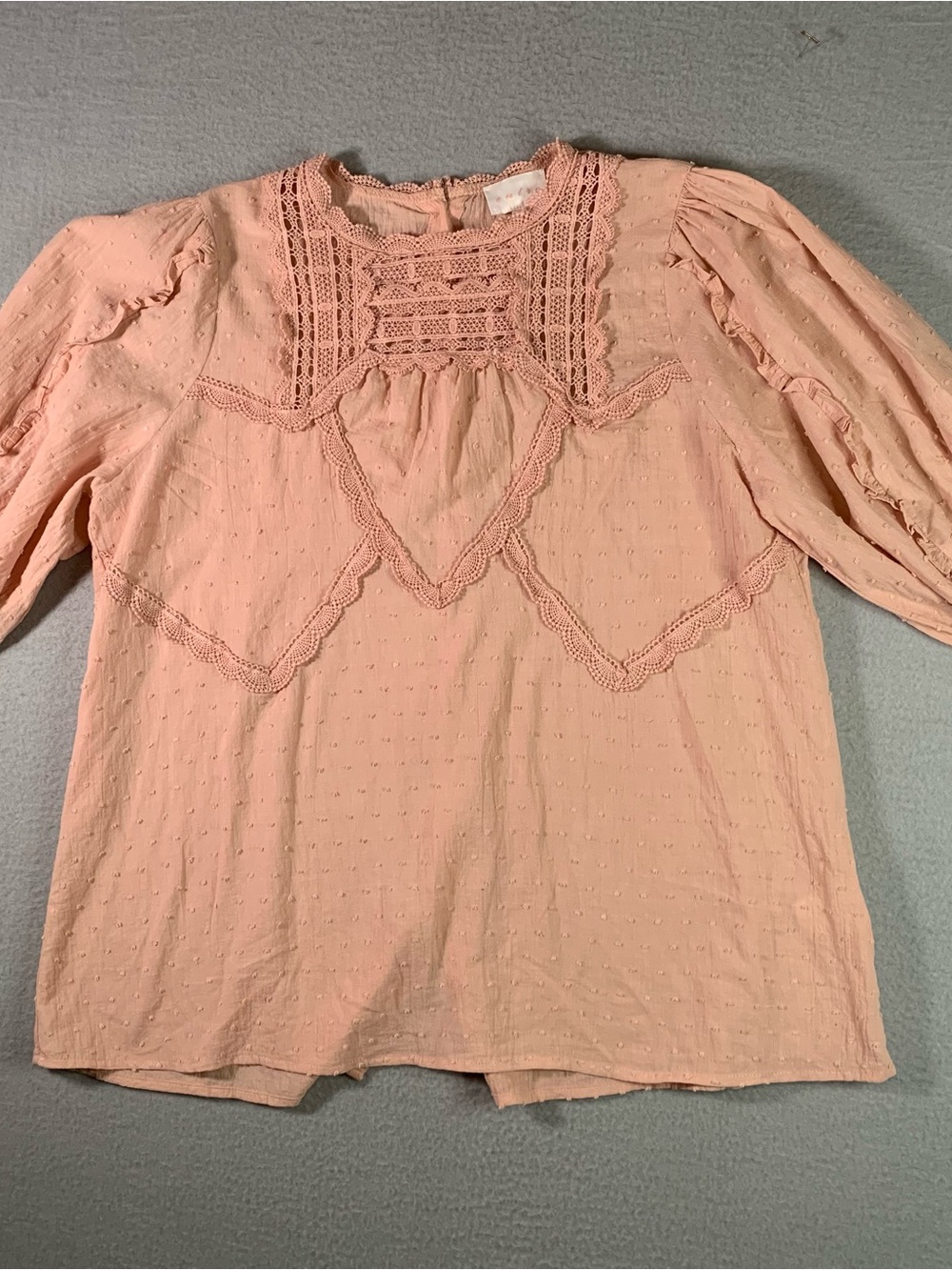 entro Blush Pink Lace-Detail Peasant Blouse size M